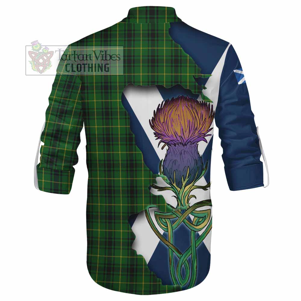 Tartan Vibes Clothing MacArthur (McArthur) Tartan Family Crest Ghillie Kilt Shirt Scottish Thistle Celtic Inspired
