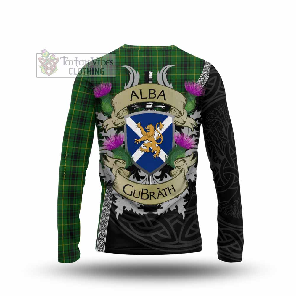 Tartan Vibes Clothing MacArthur (McArthur) Tartan Family Crest Long Sleeve T-Shirt Lion Rampant Royal Thistle Shield Celtic Inspired