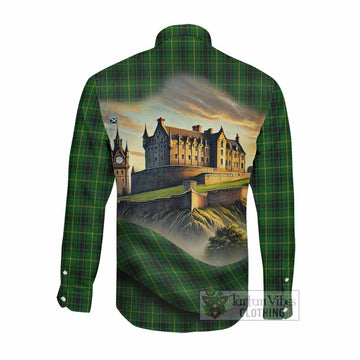 MacArthur (McArthur) Tartan Family Crest Long Sleeve Button Shirt with Scottish Ancient Castle Style