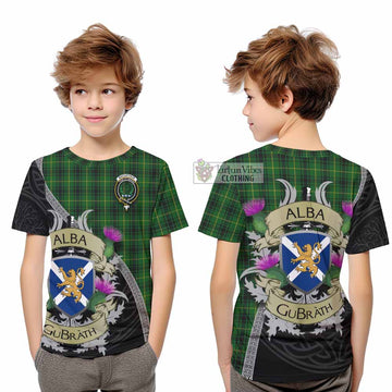 MacArthur (McArthur) Tartan Family Crest Kid T-Shirt Lion Rampant Royal Thistle Shield Celtic Inspired
