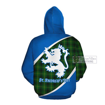 Tartan Vibes Clothing MacArthur (McArthur) Family Crest Tartan Cotton Hoodie Celebrate Saint Andrew's Day in Style