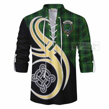Tartan Vibes Clothing MacArthur (McArthur) Tartan Ghillie Kilt Shirt with Family Crest and Celtic Symbol Style