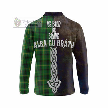 MacArthur (McArthur) Tartan Family Crest Long Sleeve Polo Shirt Alba Gu Brath Be Brave Lion Ancient Style