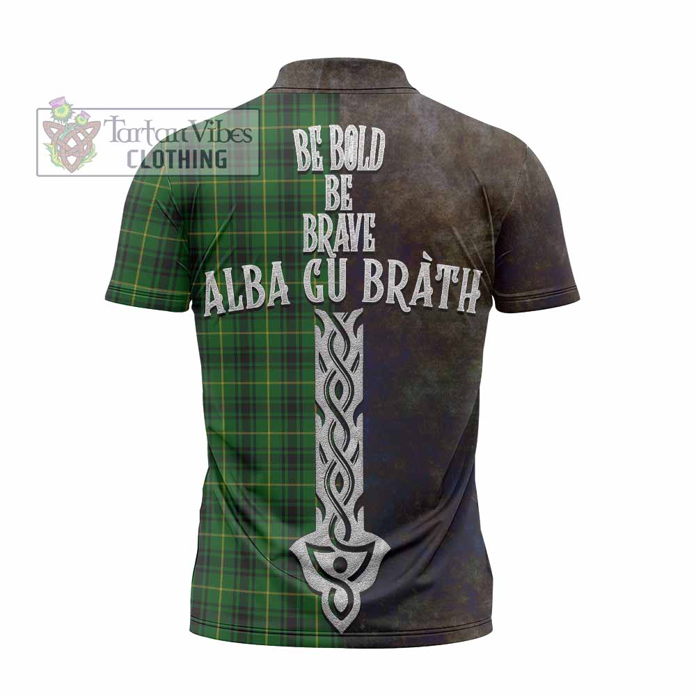 Tartan Vibes Clothing MacArthur (McArthur) Tartan Family Crest Zipper Polo Shirt Alba Gu Brath Be Brave Lion Ancient Style