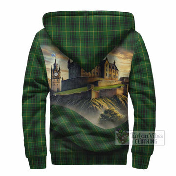 Tartan Vibes Clothing MacArthur (McArthur) Tartan Family Crest Sherpa Hoodie with Scottish Ancient Castle Style