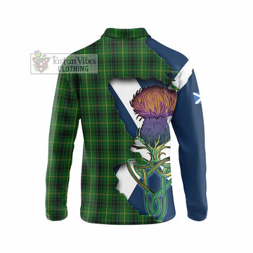 MacArthur (McArthur) Tartan Family Crest Long Sleeve Polo Shirt Scottish Thistle Celtic Inspired