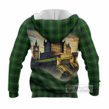 Tartan Vibes Clothing MacArthur (McArthur) Tartan Family Crest Knitted Hoodie with Scottish Ancient Castle Style