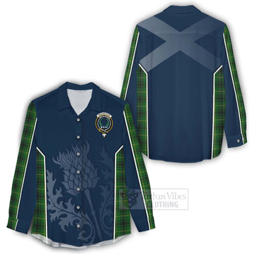 Tartan Vibes Clothing MacArthur (McArthur) Tartan Women's Casual Shirt with Family Crest and Scottish Thistle Vibes Sport Style