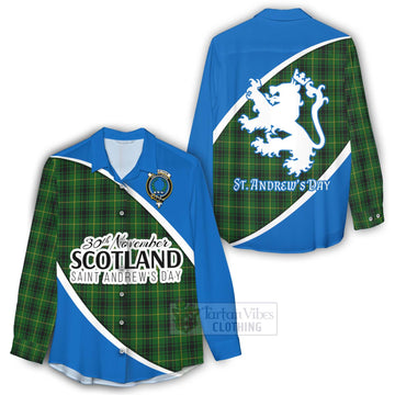 Tartan Vibes Clothing MacArthur (McArthur) Family Crest Tartan Women's Casual Shirt Celebrate Saint Andrew's Day in Style