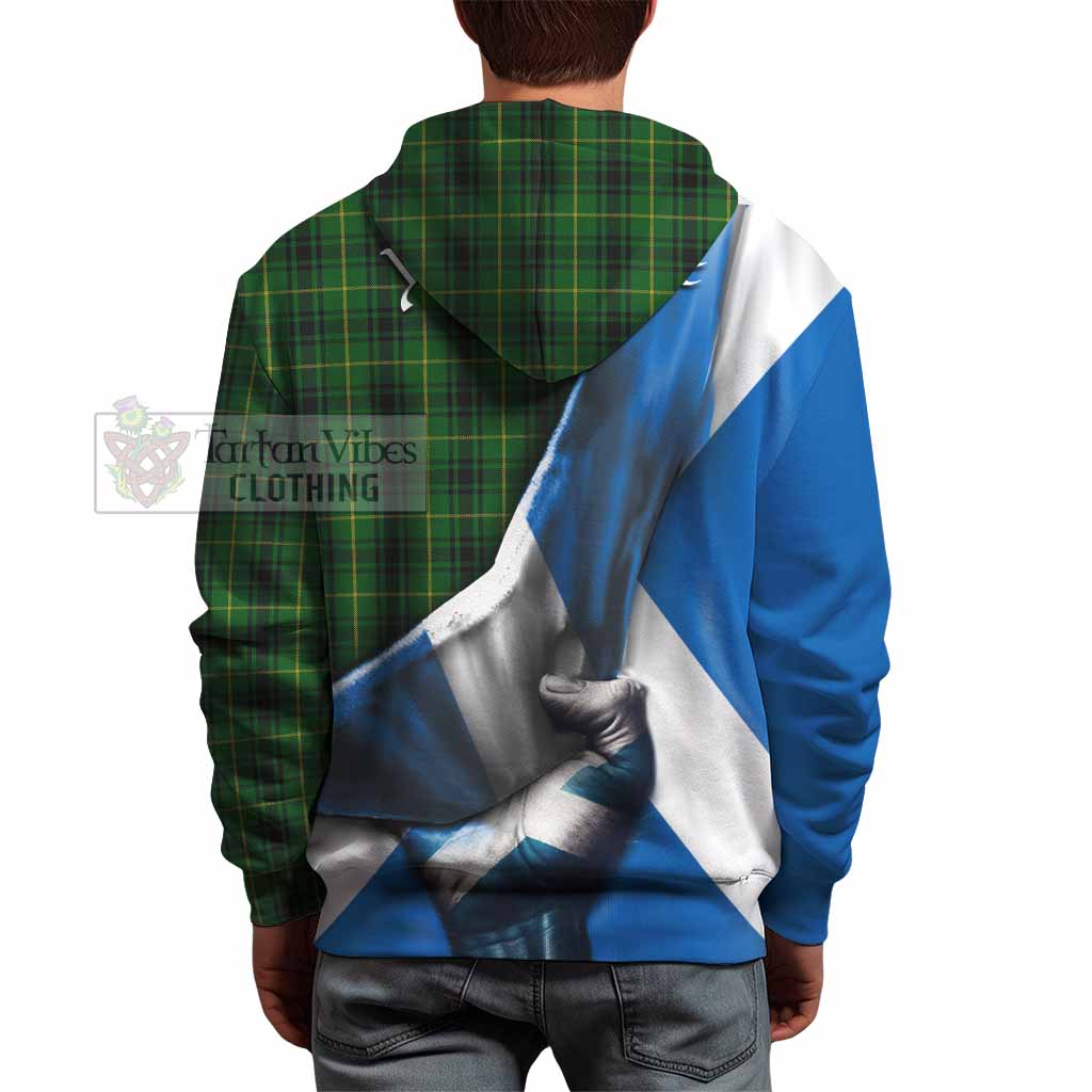 Tartan Vibes Clothing MacArthur (McArthur) Tartan Hoodie with Family Crest Scotland Patriotic Style