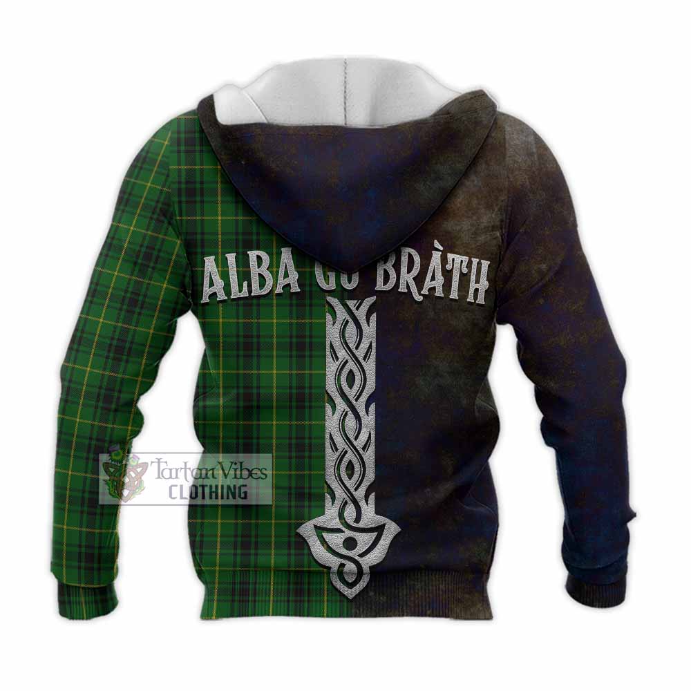 Tartan Vibes Clothing MacArthur (McArthur) Tartan Family Crest Knitted Hoodie Alba Gu Brath Be Brave Lion Ancient Style