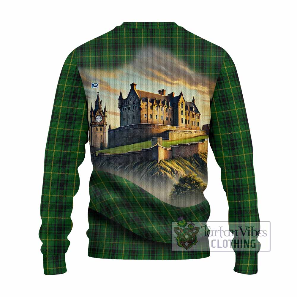 Tartan Vibes Clothing MacArthur (McArthur) Tartan Family Crest Knitted Sweater with Scottish Ancient Castle Style