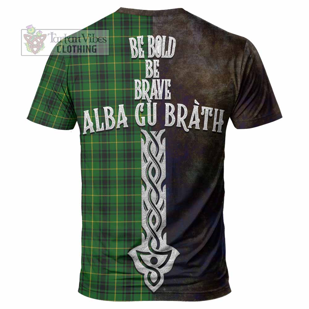 Tartan Vibes Clothing MacArthur (McArthur) Tartan Family Crest T-Shirt Alba Gu Brath Be Brave Lion Ancient Style
