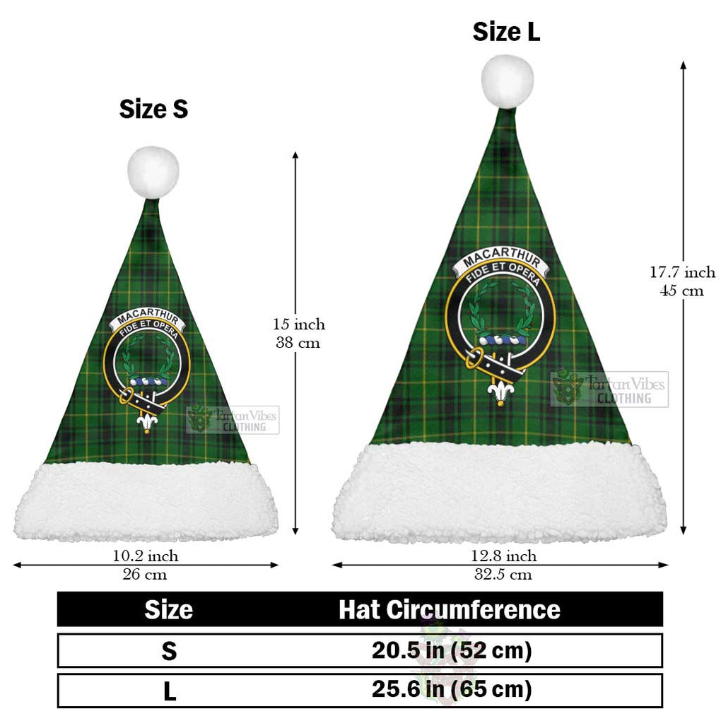 Tartan Vibes Clothing MacArthur (McArthur) Tartan Christmas Santa Hats with Family Crest