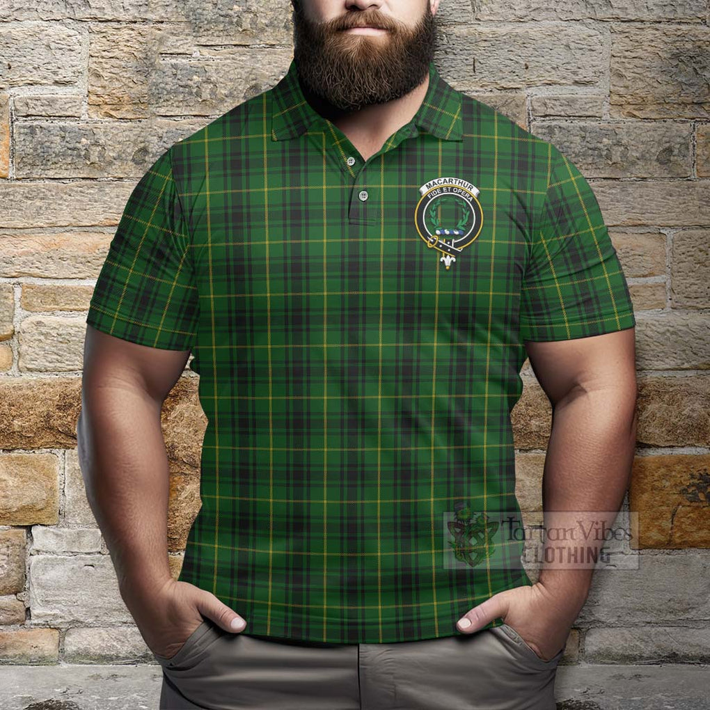 Tartan Vibes Clothing MacArthur (McArthur) Tartan Polo Shirt with Family Crest Celtic Skull Style