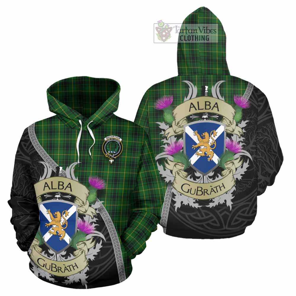 Tartan Vibes Clothing MacArthur (McArthur) Tartan Family Crest Hoodie Lion Rampant Royal Thistle Shield Celtic Inspired