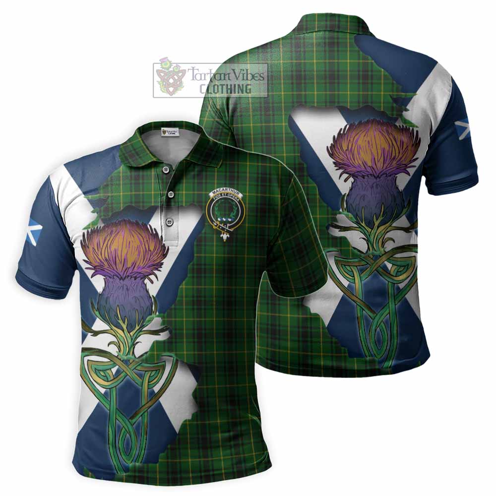 Tartan Vibes Clothing MacArthur (McArthur) Tartan Family Crest Polo Shirt Scottish Thistle Celtic Inspired