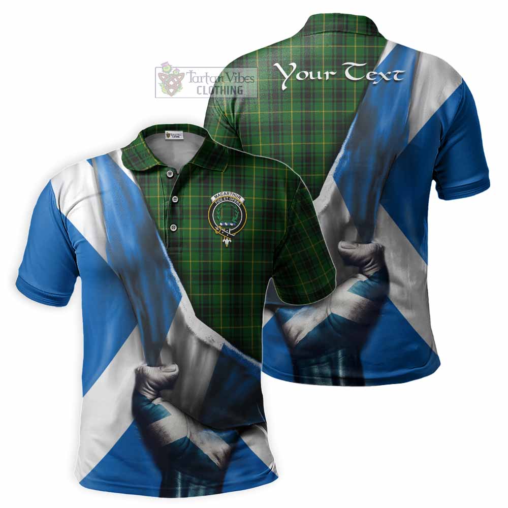 Tartan Vibes Clothing MacArthur (McArthur) Tartan Polo Shirt with Family Crest Scotland Patriotic Style