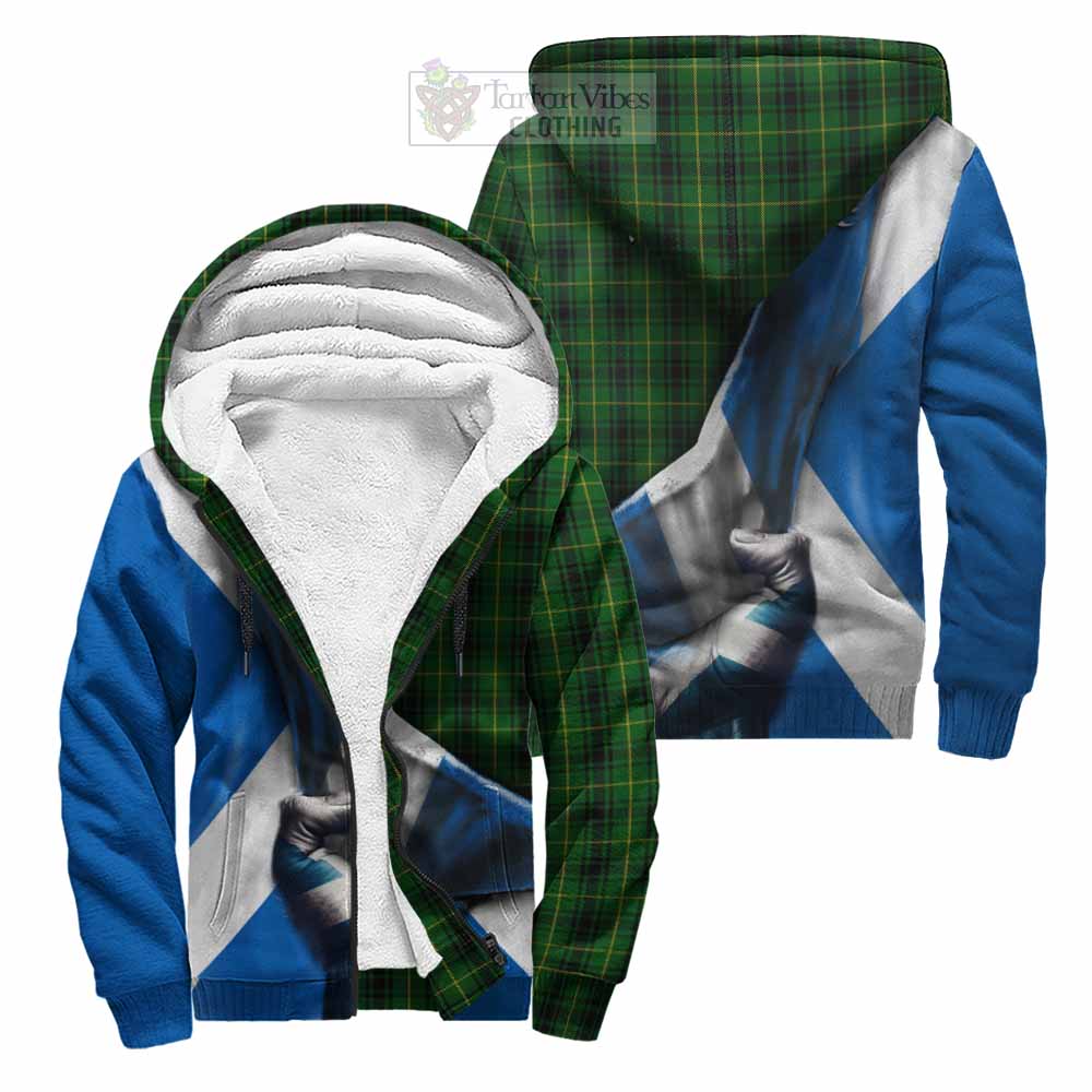 Tartan Vibes Clothing MacArthur (McArthur) Tartan Sherpa Hoodie with Family Crest Scotland Patriotic Style
