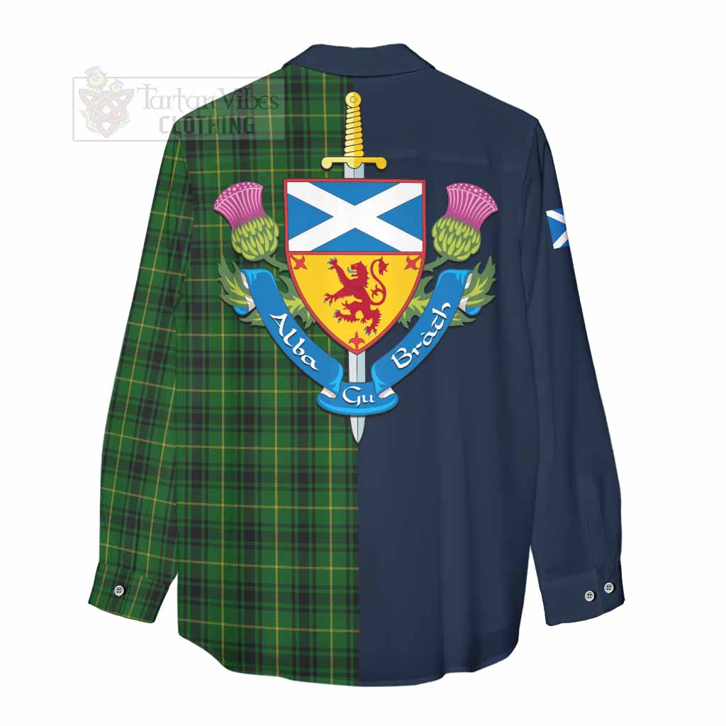 Tartan Vibes Clothing MacArthur (McArthur) Tartan Women's Casual Shirt Alba with Scottish Lion Royal Arm Half Style