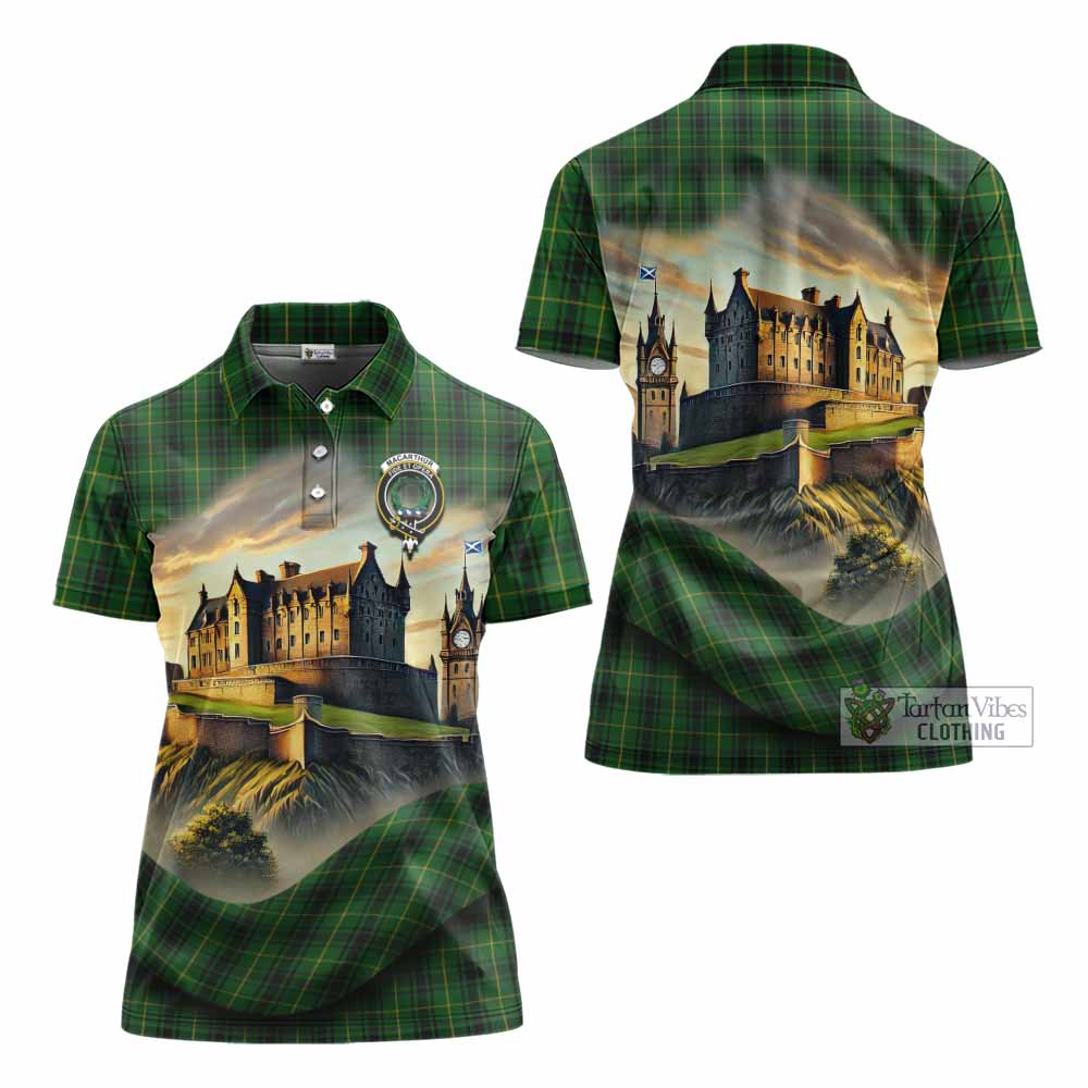 Tartan Vibes Clothing MacArthur (McArthur) Tartan Family Crest Women's Polo Shirt with Scottish Ancient Castle Stype