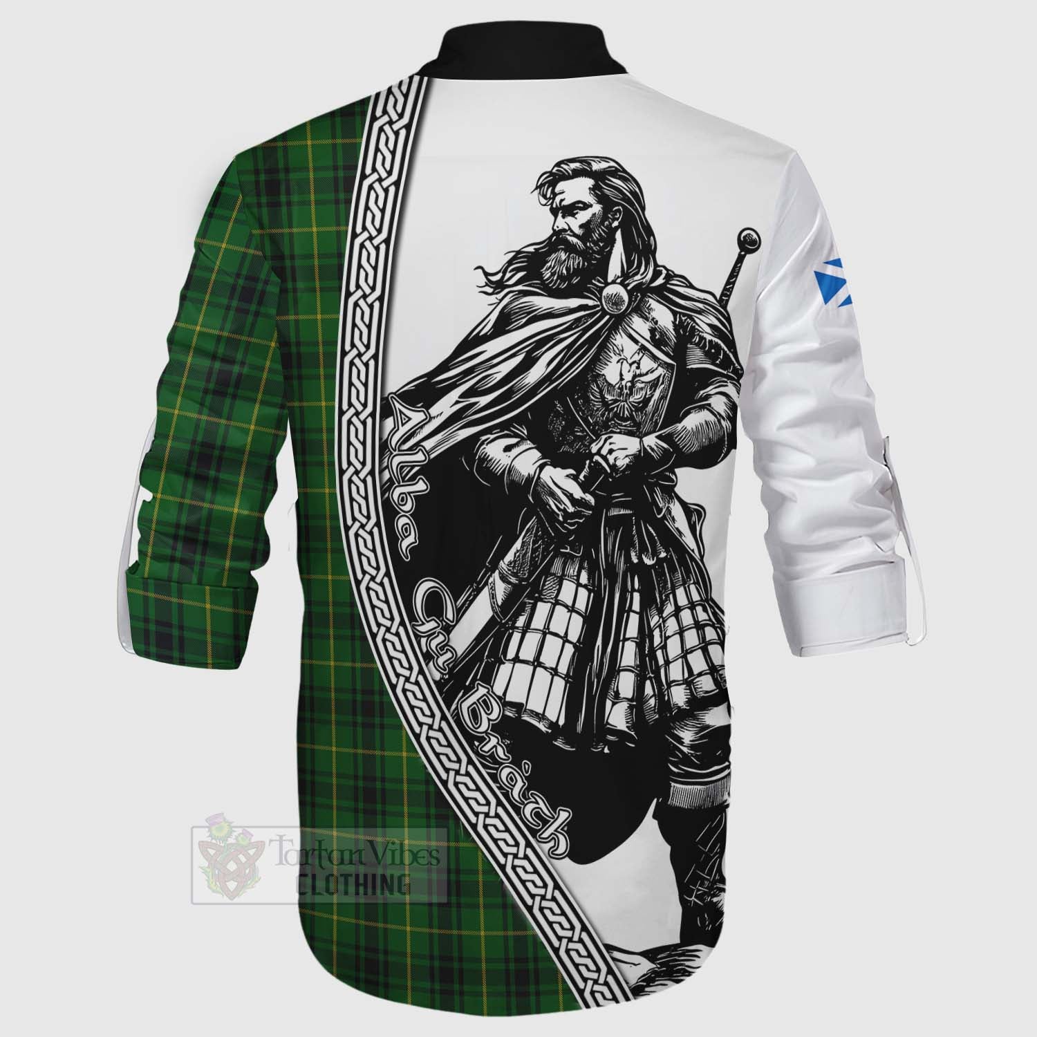 Tartan Vibes Clothing MacArthur (McArthur) Tartan Clan Crest Ghillie Kilt Shirt with Highlander Warrior Celtic Style