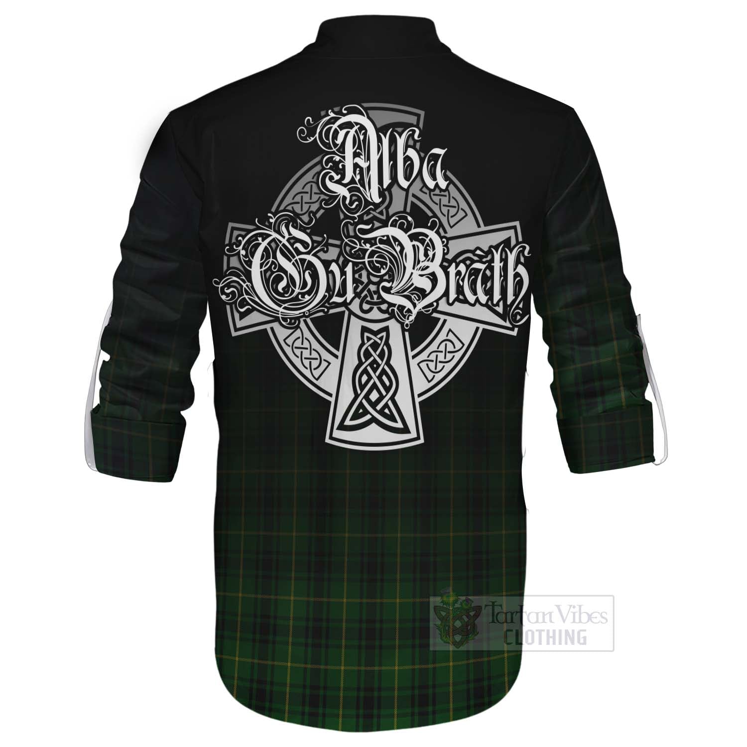 Tartan Vibes Clothing MacArthur (McArthur) Tartan Ghillie Kilt Shirt Featuring Alba Gu Brath Family Crest Celtic Inspired