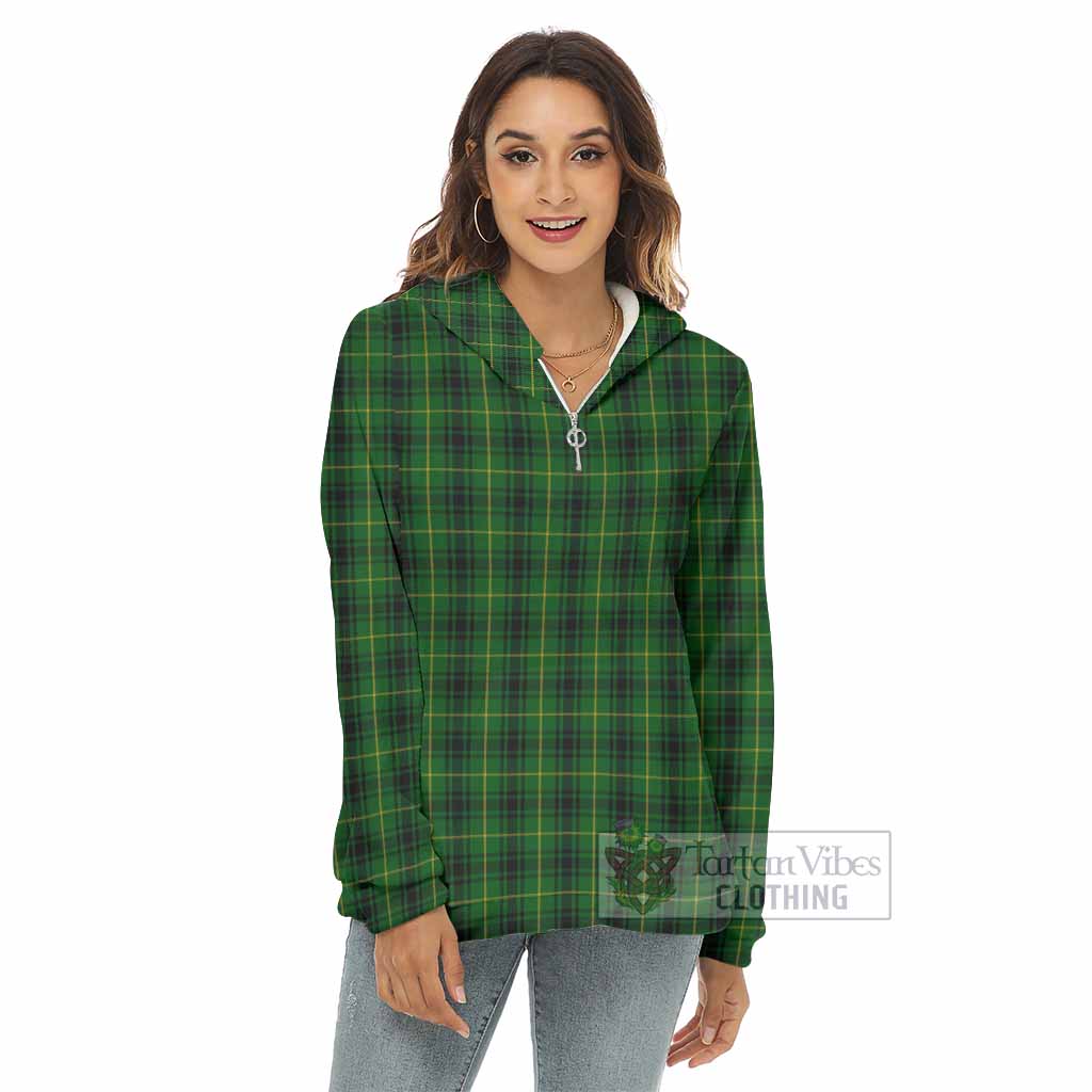 Tartan Vibes Clothing MacArthur (McArthur) Tartan Women's Borg  Half Zip Fleece Hoodie