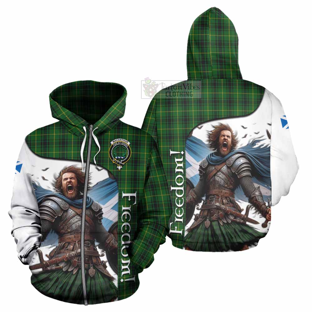 Tartan Vibes Clothing MacArthur (McArthur) Crest Tartan Hoodie Inspired by the Freedom of Scottish Warrior