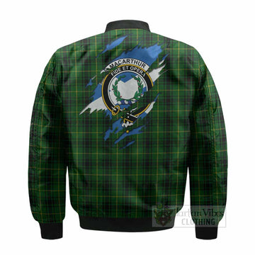 MacArthur (McArthur) Clan Crest In Me Tartan Bomber Jacket Scotland Flag Style