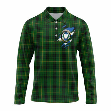 MacArthur (McArthur) Clan Crest In Me Tartan Long Sleeve Polo Shirt Scotland Flag Style