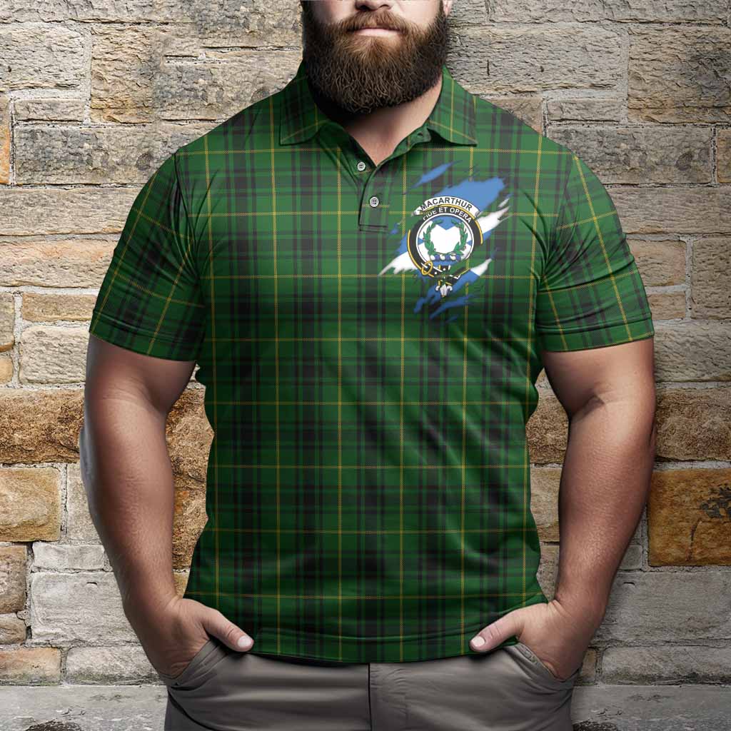 MacArthur (McArthur) Clan Crest In Me Tartan Polo Shirt Scotland Flag Style