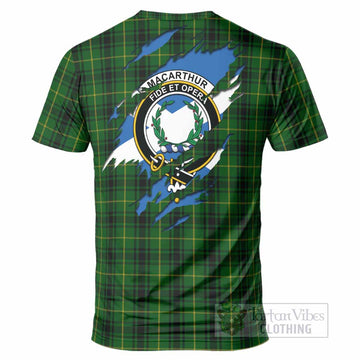 MacArthur (McArthur) Clan Crest In Me Tartan T-Shirt Scotland Flag Style
