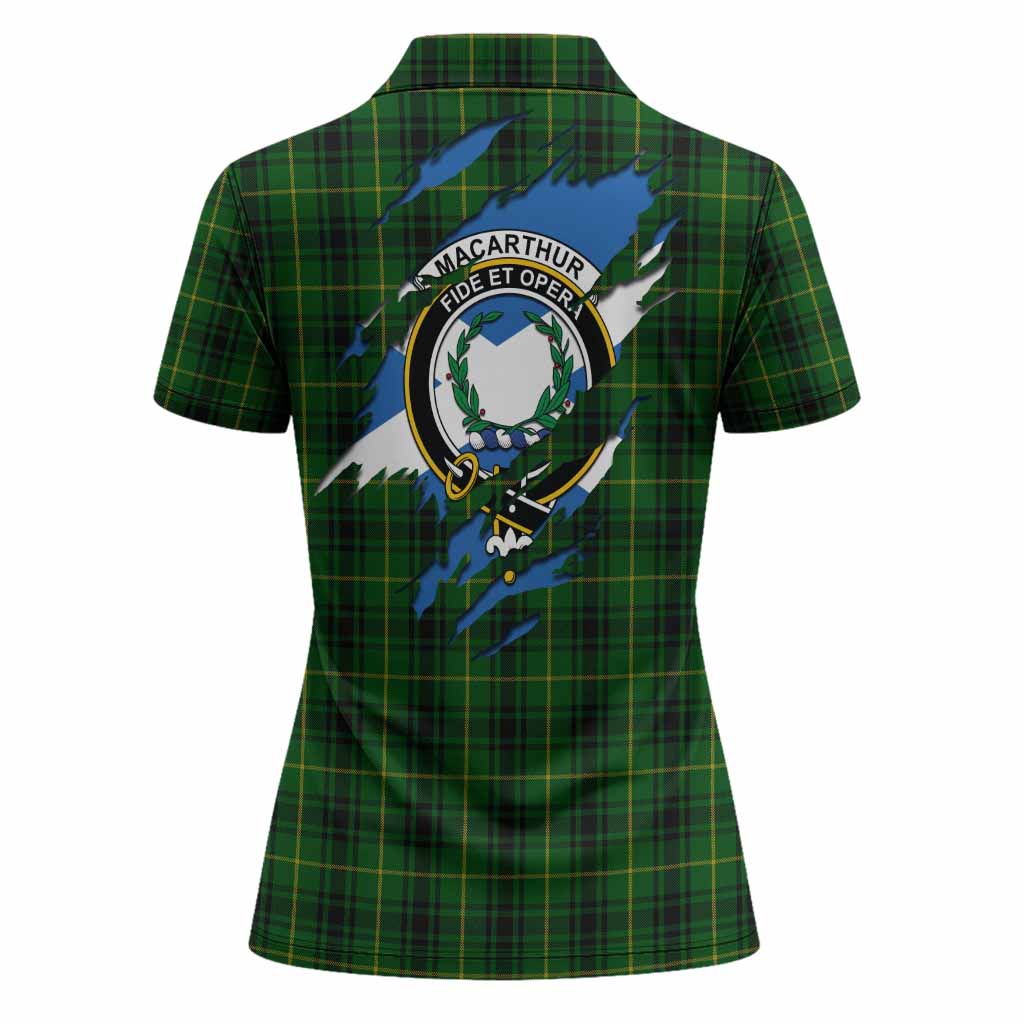 MacArthur (McArthur) Clan Crest In Me Tartan Women Polo Shirt Scotland Flag Style