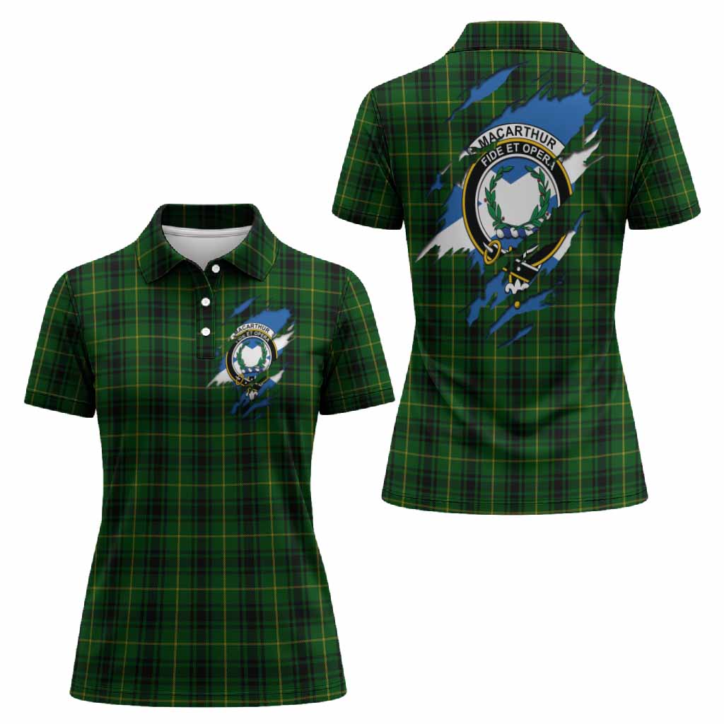 MacArthur (McArthur) Clan Crest In Me Tartan Women Polo Shirt Scotland Flag Style