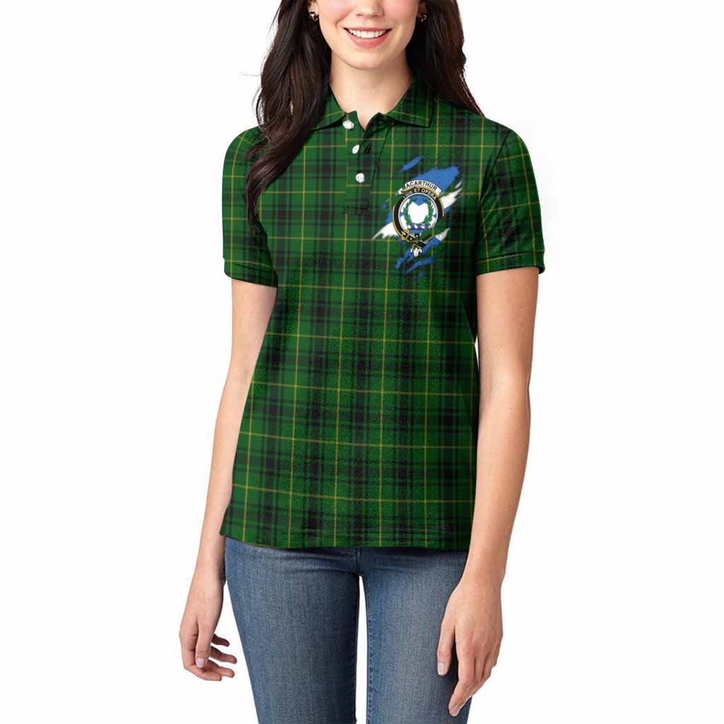 MacArthur (McArthur) Clan Crest In Me Tartan Women Polo Shirt Scotland Flag Style