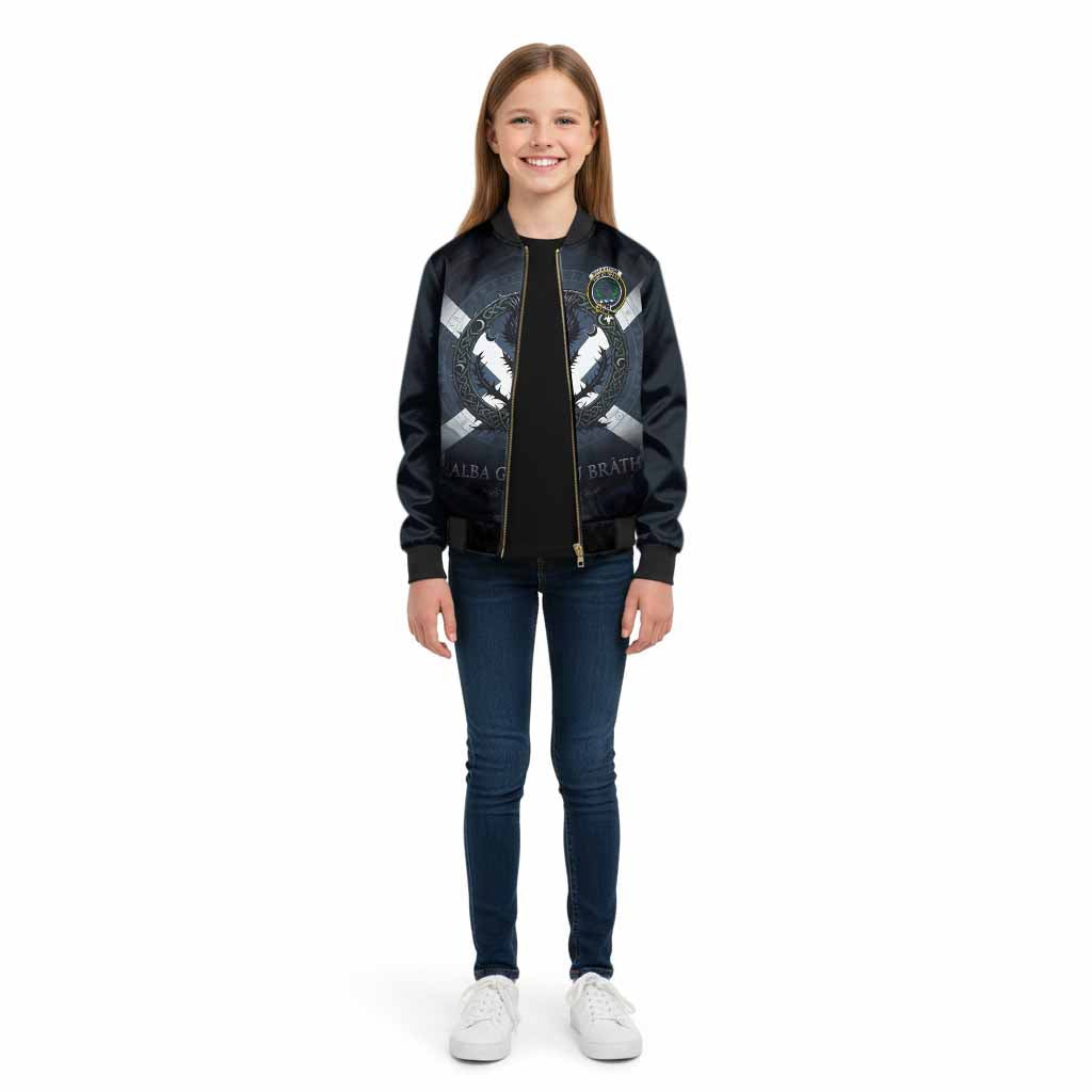 MacArthur (McArthur) Clan Crest Kid Bomber Jacket with Celtic Knot Thistle and Saltire