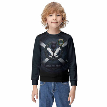 MacArthur (McArthur) Clan Crest Kid Knitted Sweatshirt with Celtic Knot Thistle and Saltire