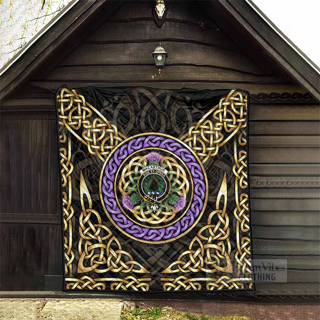 MacArthur (McArthur) Clan Crest Premium Quilt Celtic Scottish Thistle - Tartan Vibes Clothing