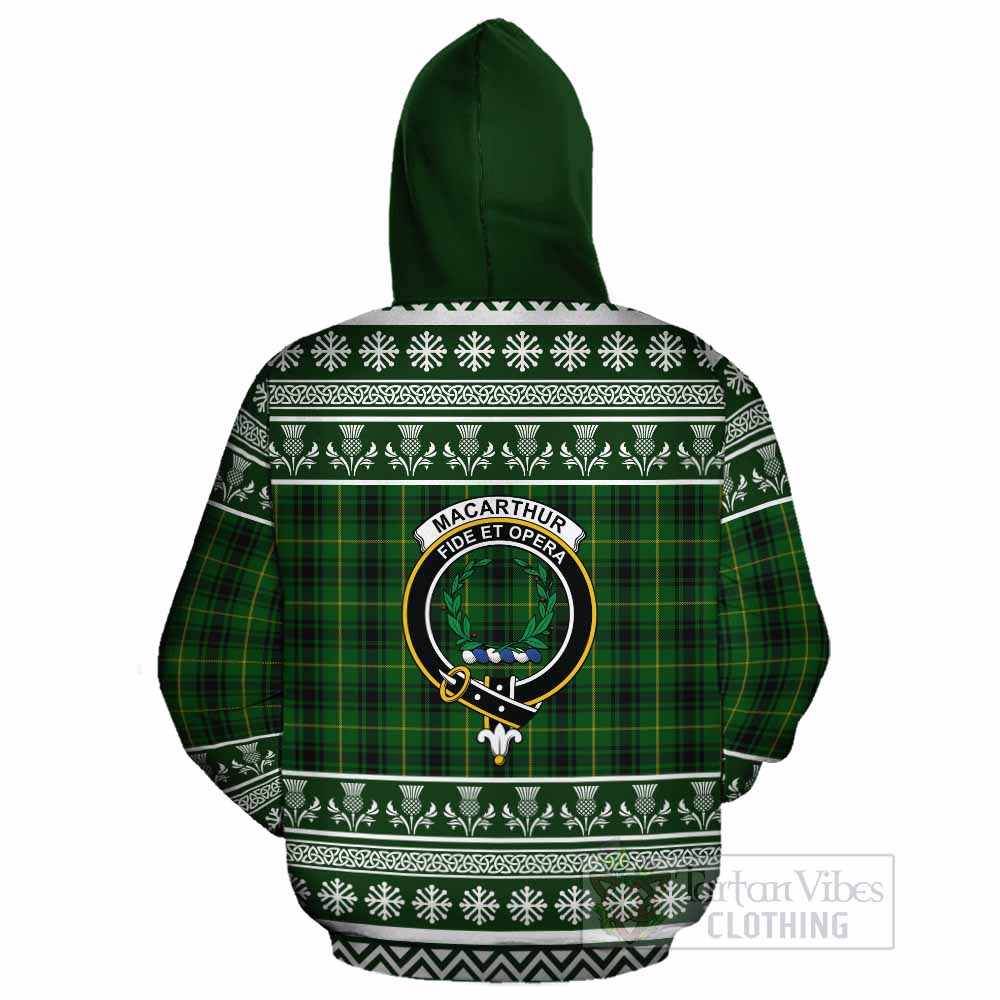 MacArthur (McArthur) Clan Tartan Christmas Cotton Hoodie with Family Crest - Tartan Vibes Clothing