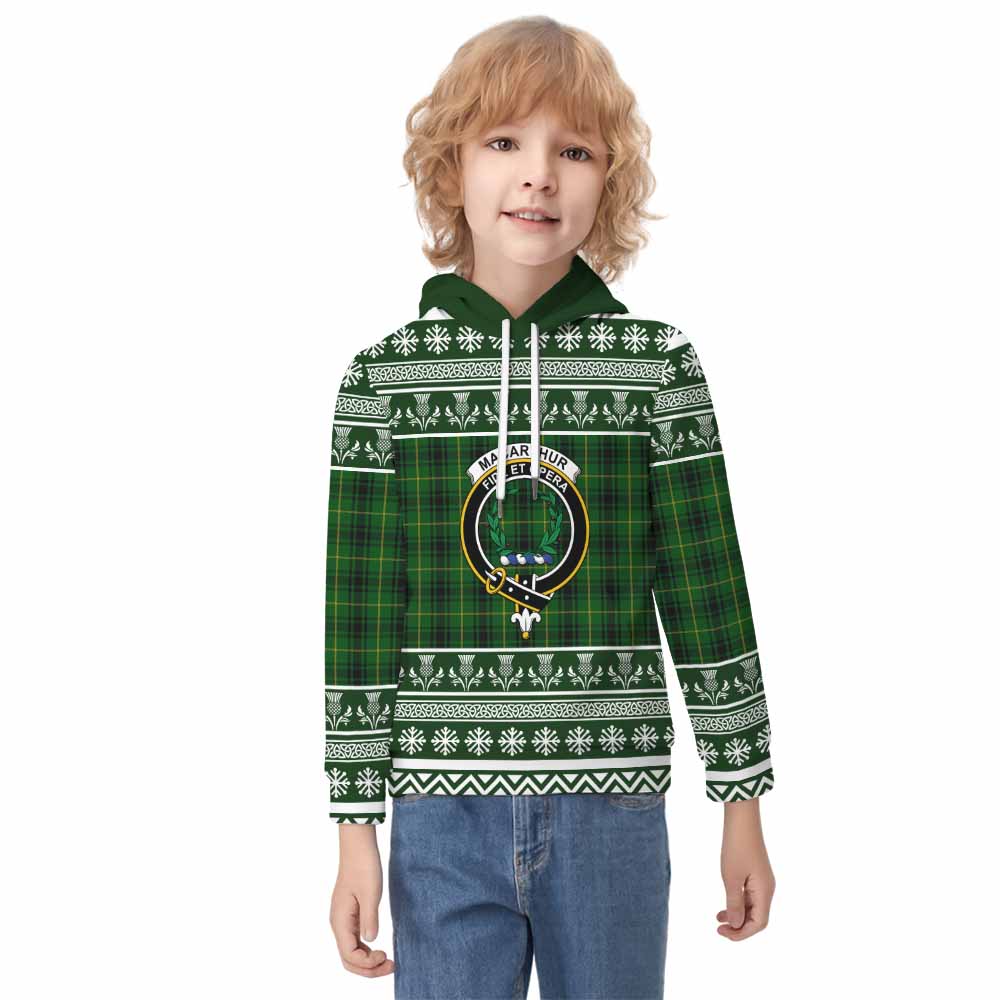 MacArthur (McArthur) Clan Tartan Christmas Kid Hoodie with Family Crest - Tartan Vibes Clothing