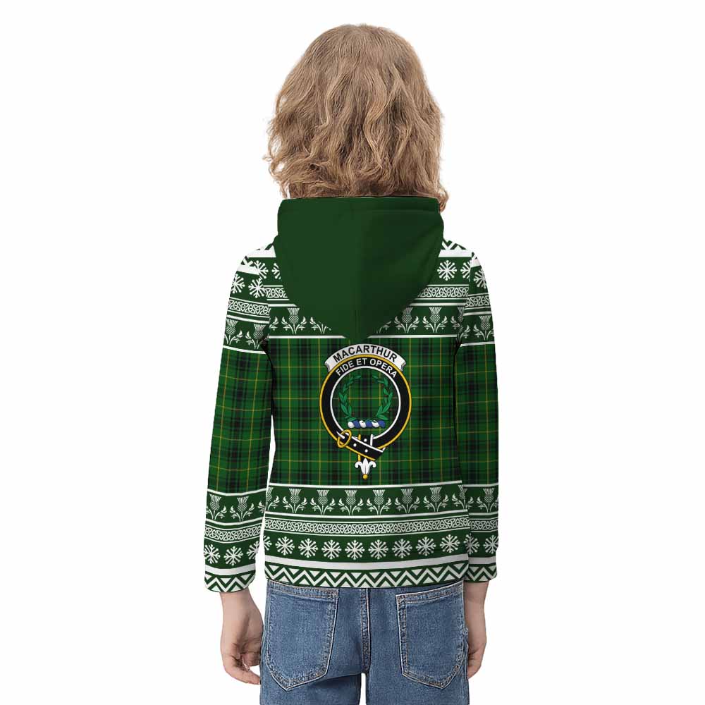 MacArthur (McArthur) Clan Tartan Christmas Kid Hoodie with Family Crest - Tartan Vibes Clothing