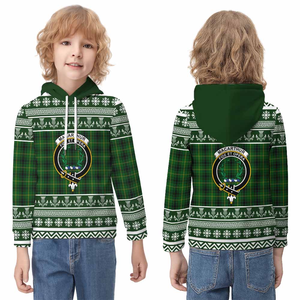 MacArthur (McArthur) Clan Tartan Christmas Kid Hoodie with Family Crest - Tartan Vibes Clothing