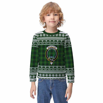 MacArthur (McArthur) Clan Tartan Christmas Kid Ugly Sweatshirt with Family Crest