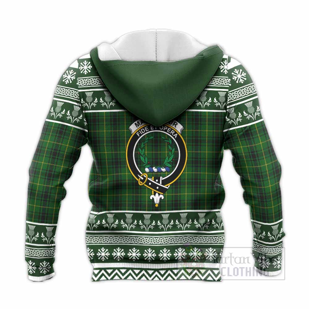 MacArthur (McArthur) Clan Tartan Christmas Knitted Hoodie with Family Crest - Tartan Vibes Clothing