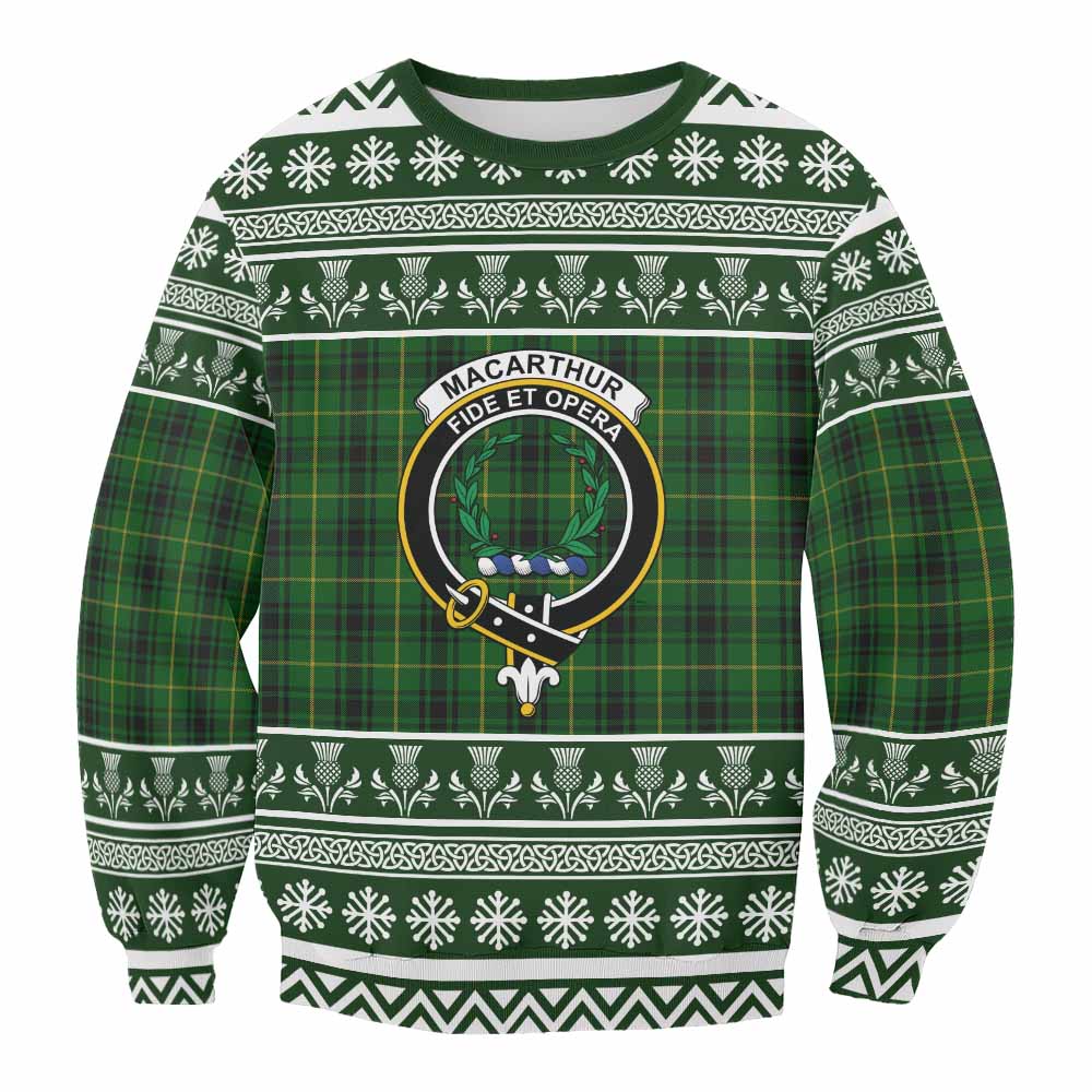 MacArthur (McArthur) Clan Tartan Christmas Sweatshirt with Family Crest - Tartan Vibes Clothing