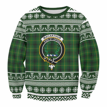 MacArthur (McArthur) Clan Tartan Christmas Sweatshirt with Family Crest