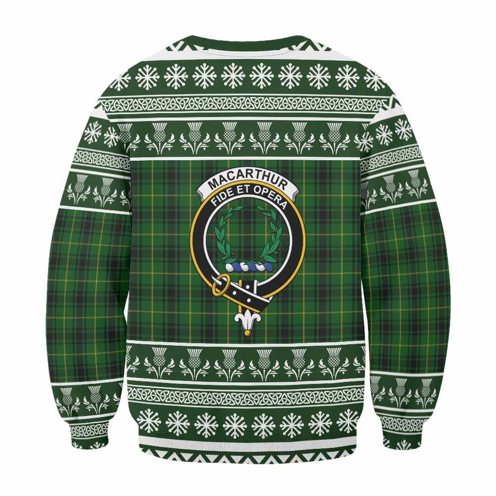 MacArthur (McArthur) Clan Tartan Christmas Sweatshirt with Family Crest - Tartan Vibes Clothing