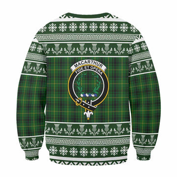 MacArthur (McArthur) Clan Tartan Christmas Sweatshirt with Family Crest