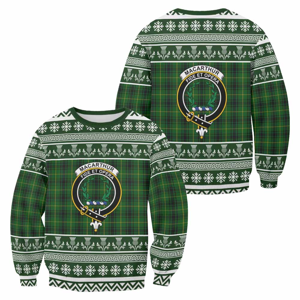 MacArthur (McArthur) Clan Tartan Christmas Sweatshirt with Family Crest - Tartan Vibes Clothing